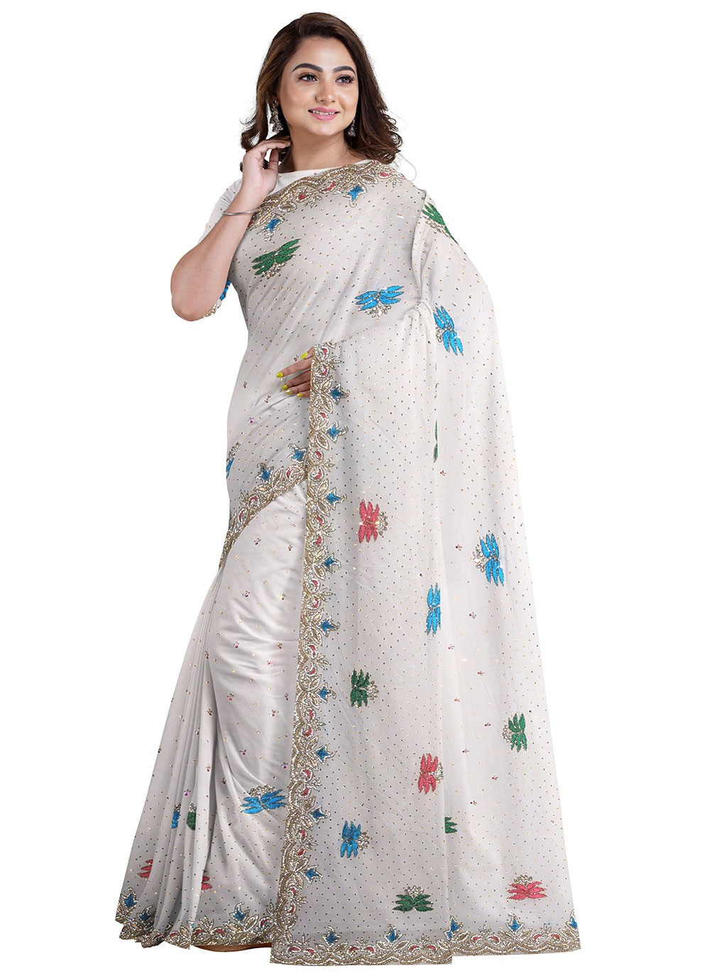 Classic Hand Embroidery Kanjivaram Silk Saree - S0803