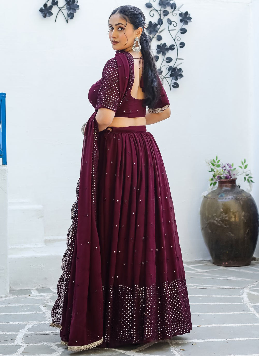 Embroidered Faux Georgette A - Line Lehenga - L2095