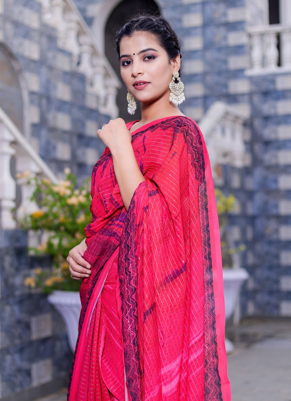 Trendy Digital Print Faux Georgette Saree - S2859