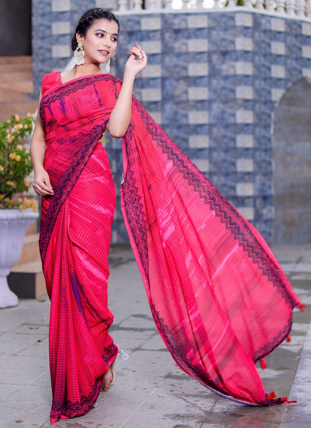 Trendy Digital Print Faux Georgette Saree - S2859