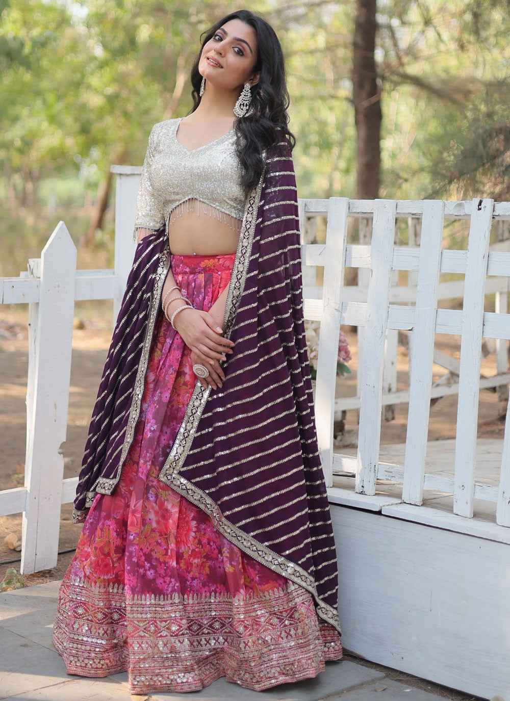 Digital Print Faux Georgette Lehenga - L3196