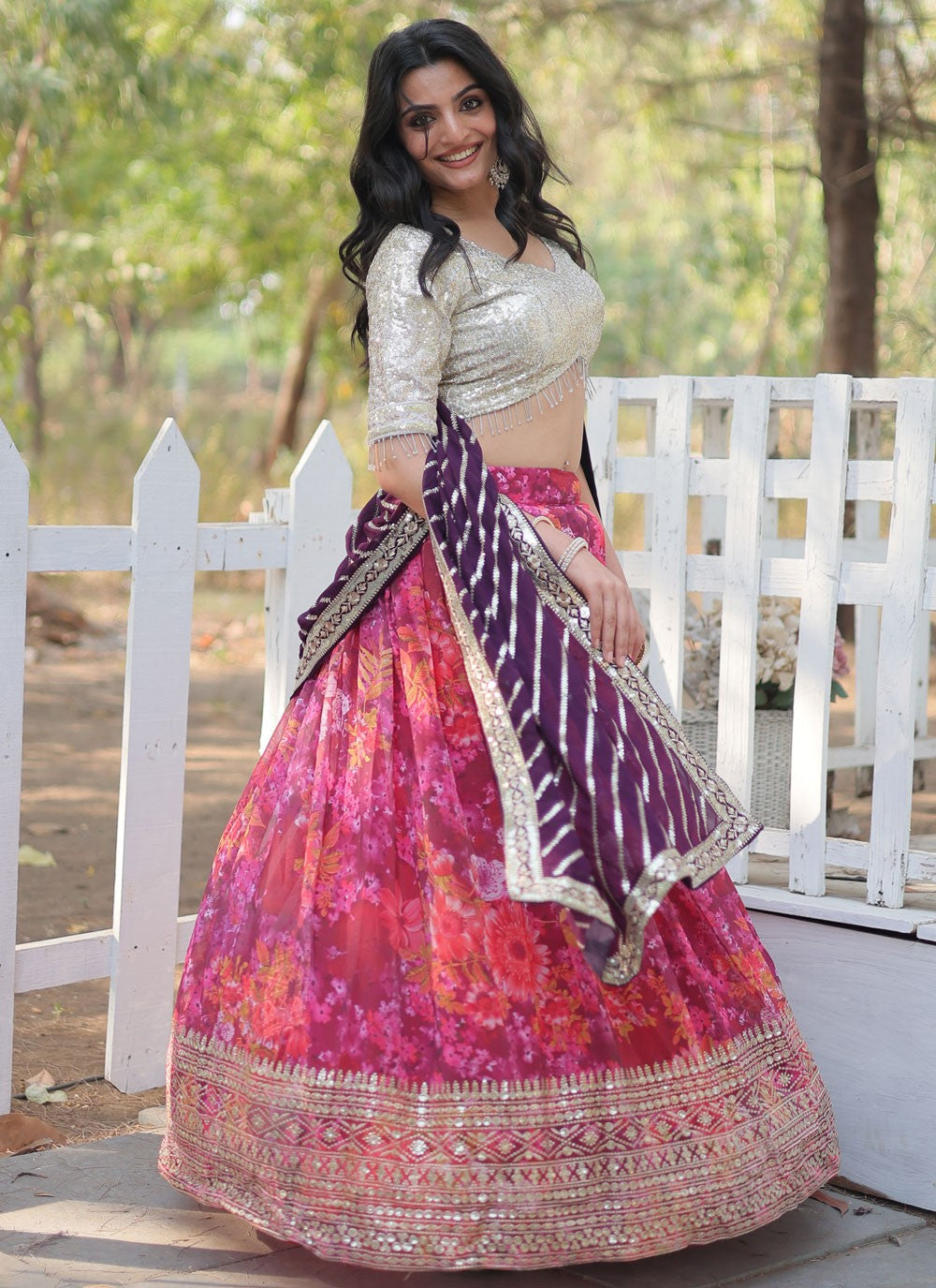 Digital Print Faux Georgette Lehenga - L3196