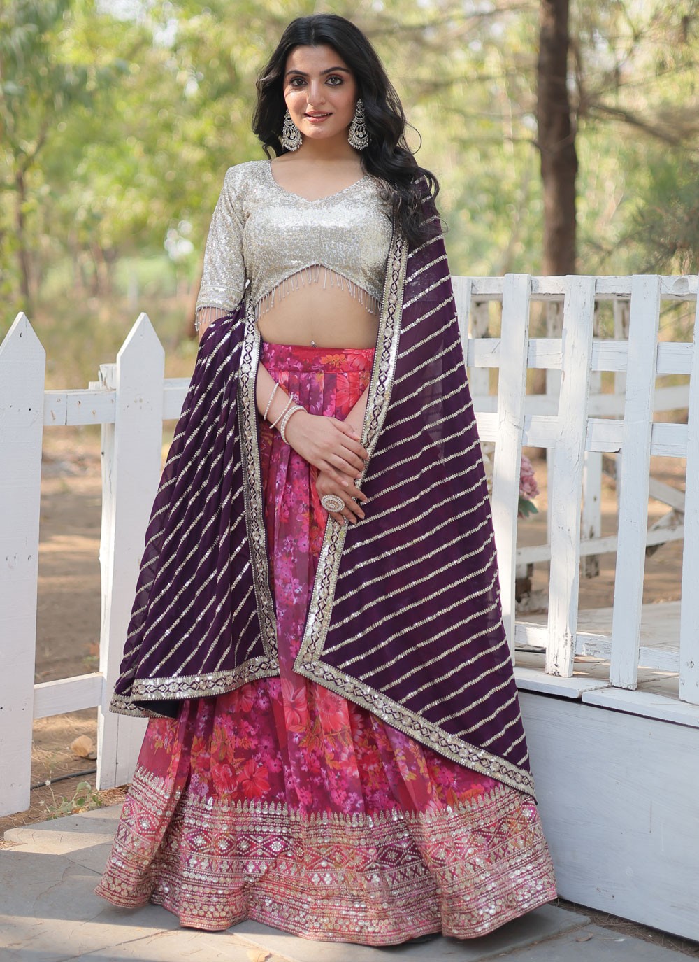 Digital Print Faux Georgette Lehenga - L3196