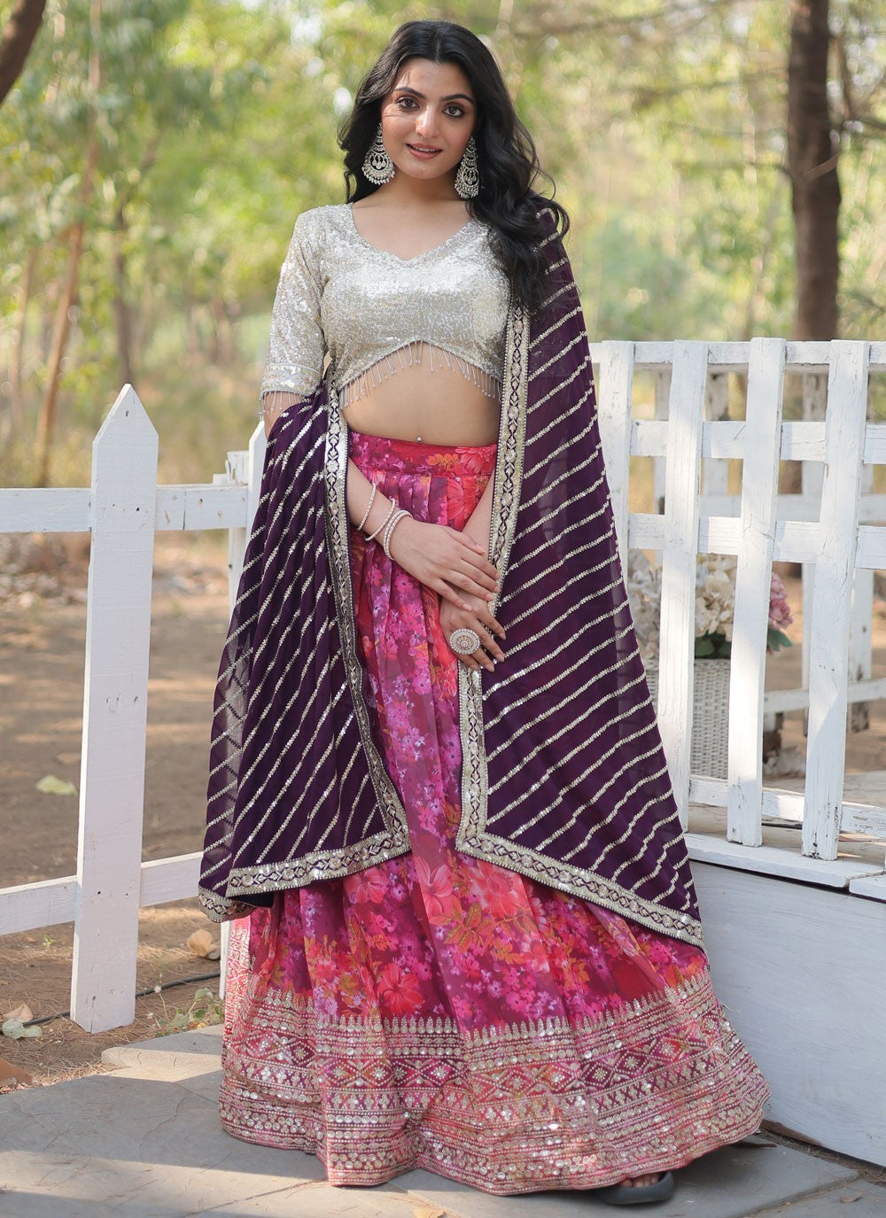 Digital Print Faux Georgette Lehenga - L3196