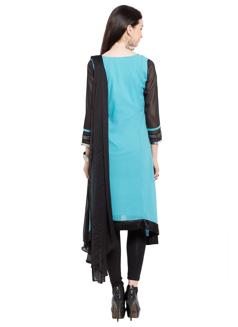 Faux Georgette Churidar Suit - T358