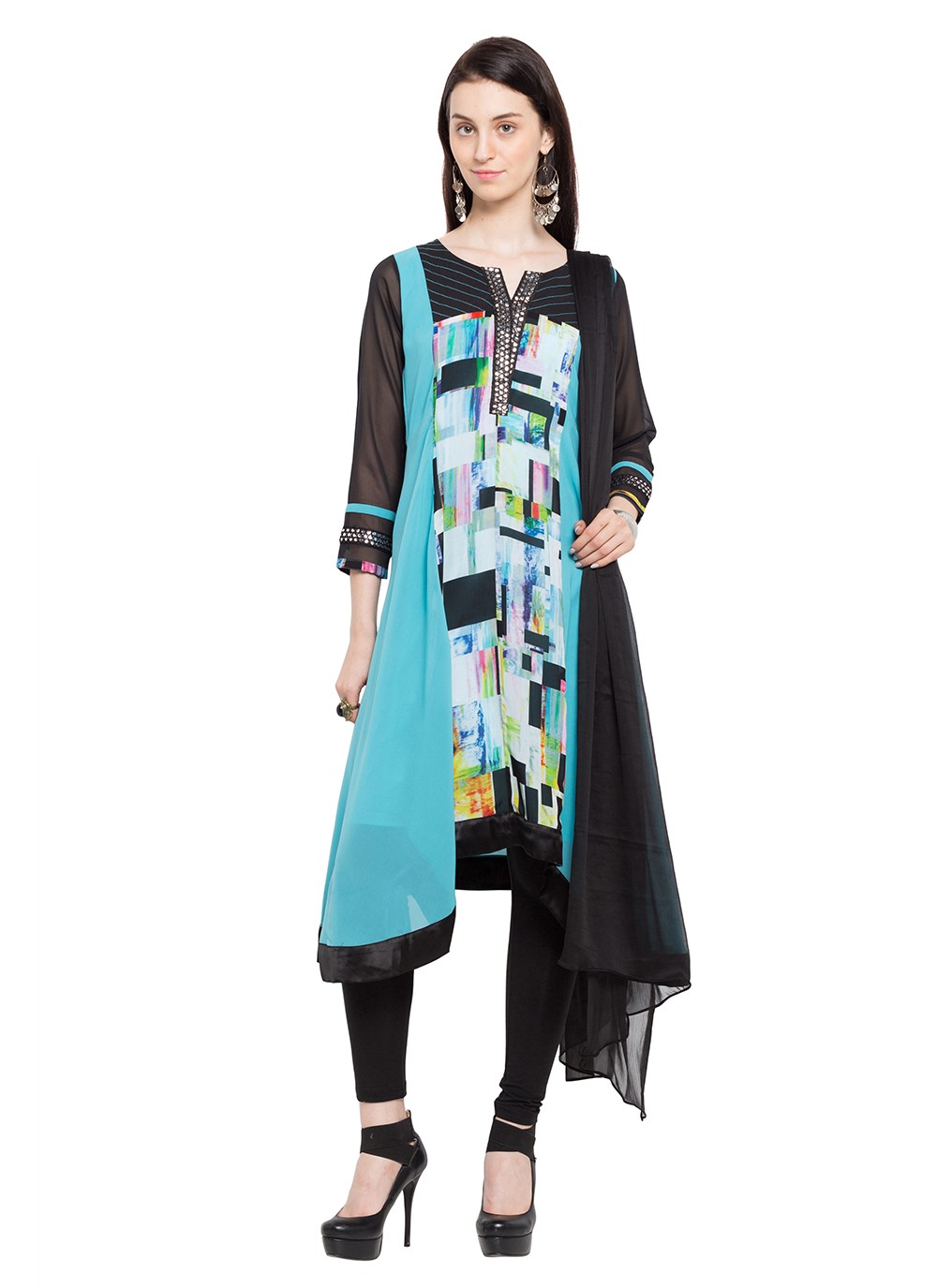 Faux Georgette Churidar Suit - T358