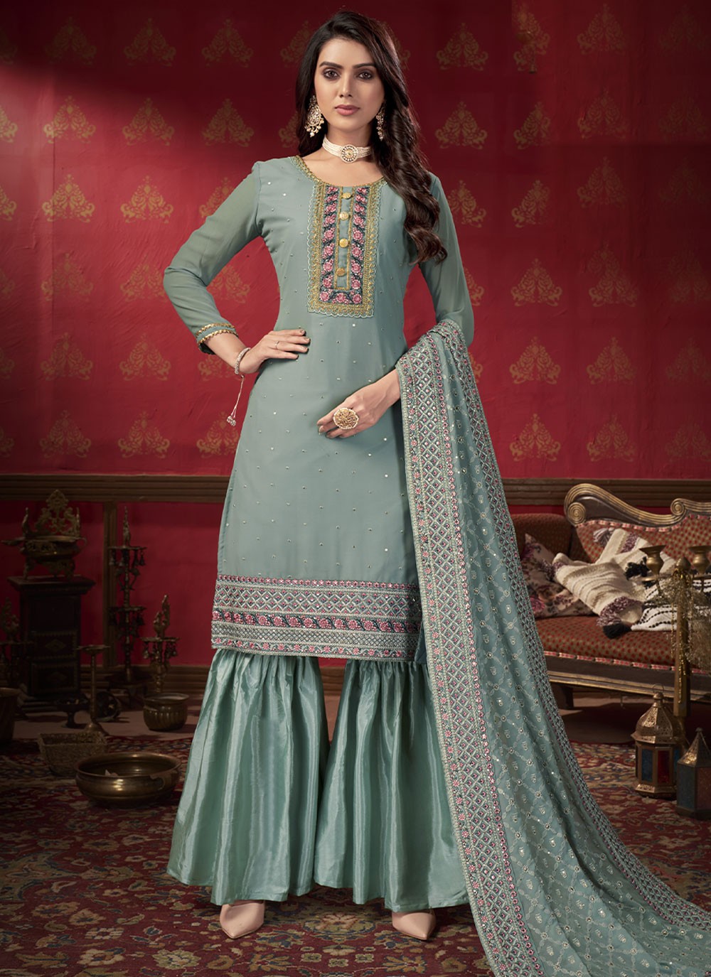 Faux Georgette Pakistani Suit - T698