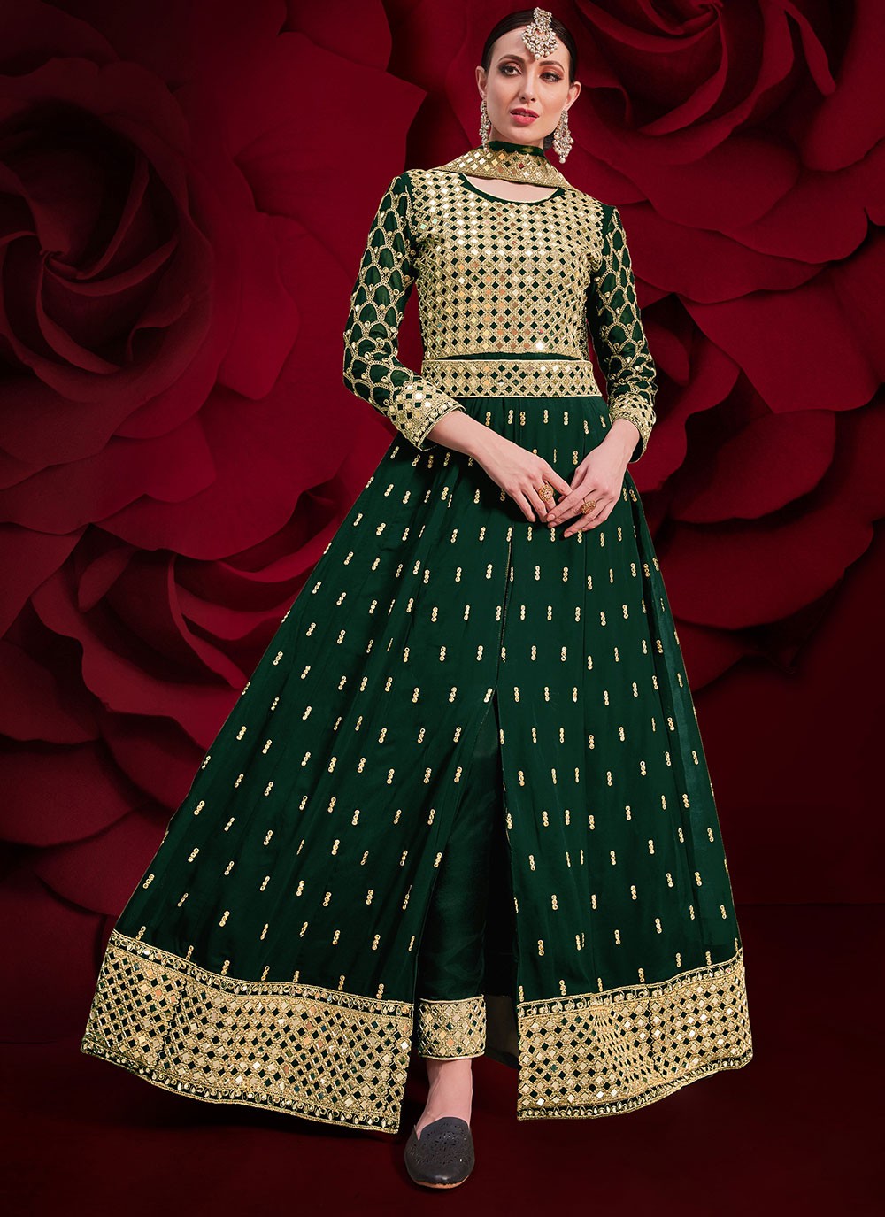 Faux Georgette Floor Length Anarkali - T214