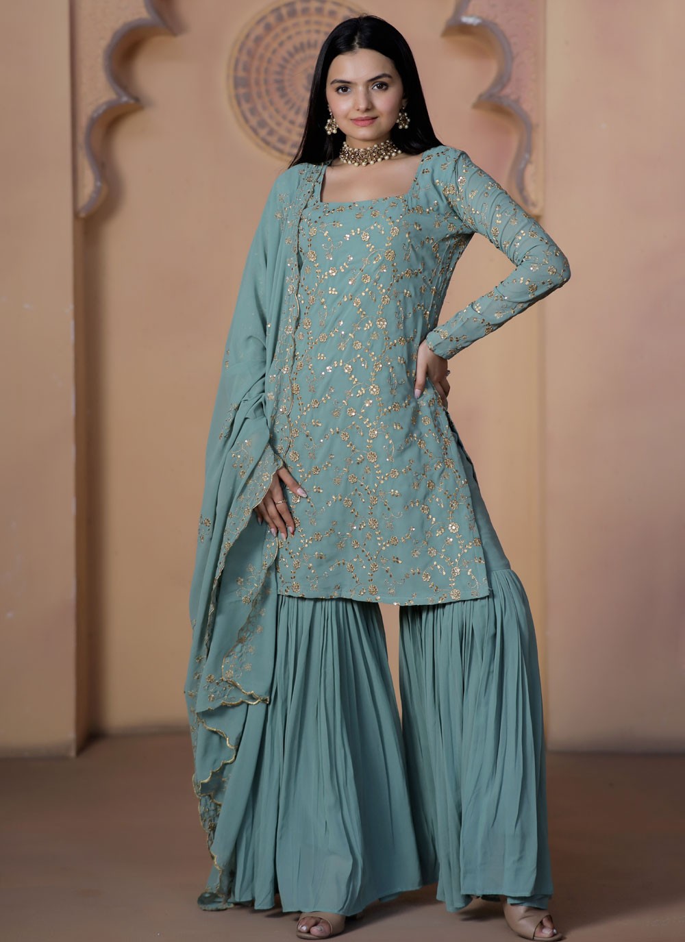 Faux Georgette Salwar Suit - T1761