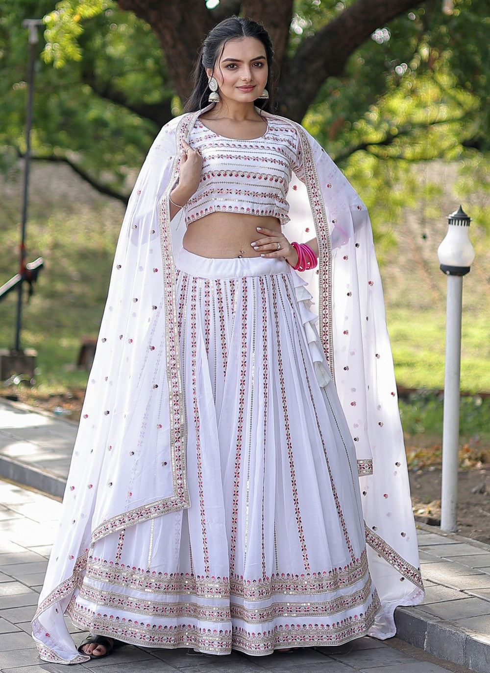 Cord Faux Georgette A - Line Lehenga - L1196