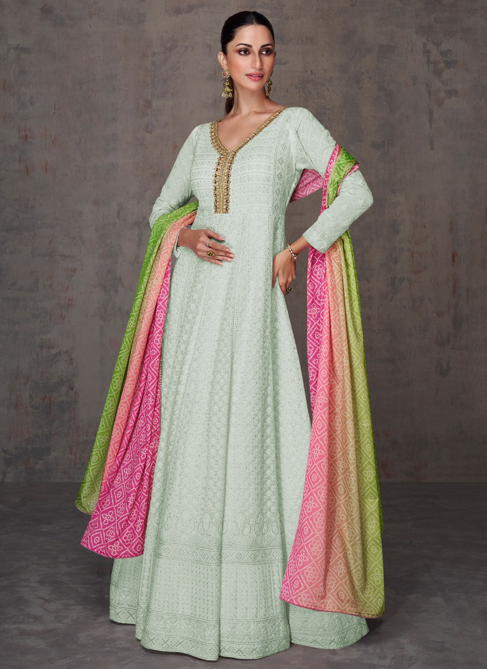 Faux Georgette Anarkali - T1961