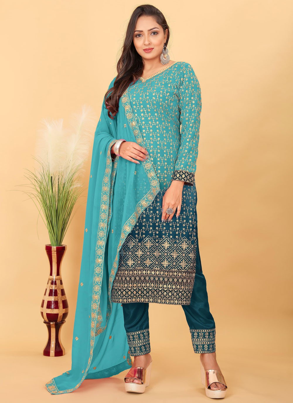 Faux Georgette Salwar Suit - T3696