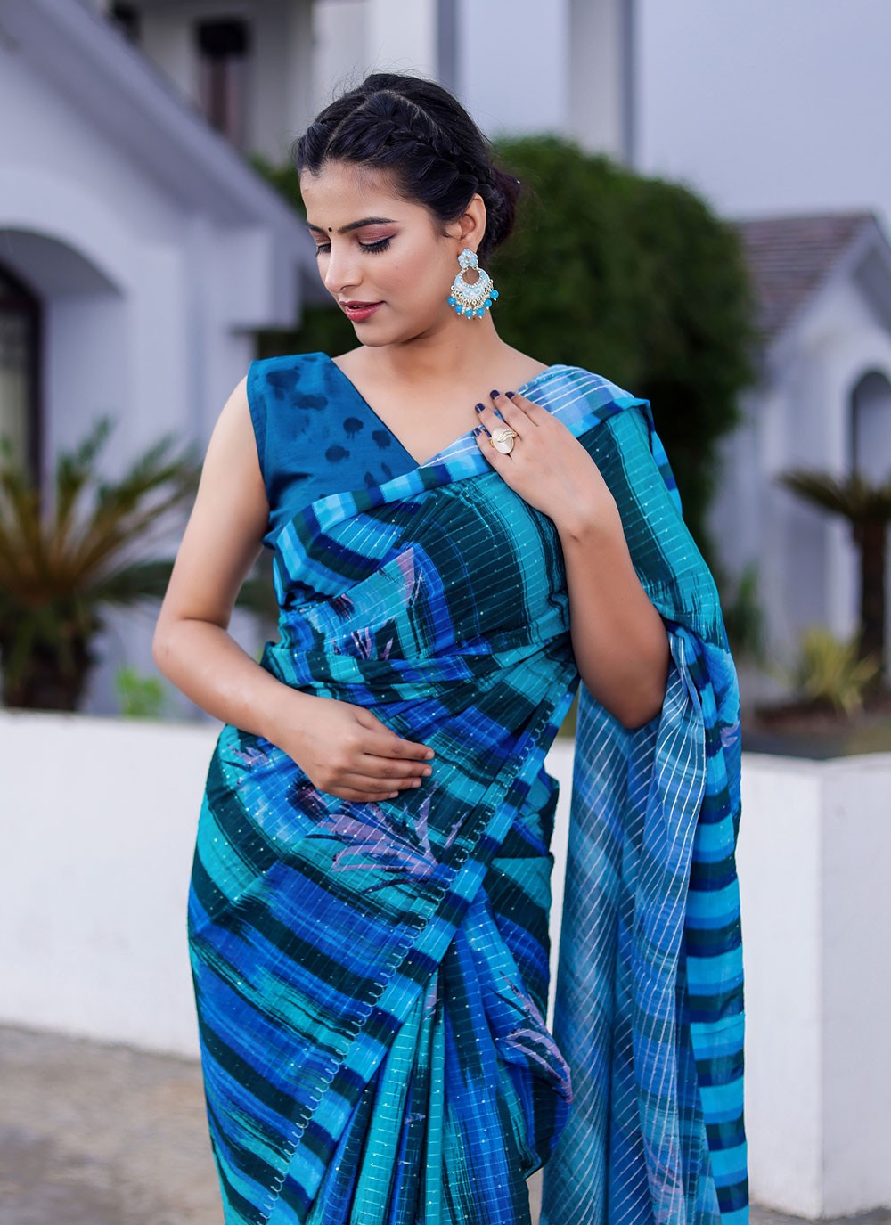 Trendy Digital Print Faux Georgette Saree - S2859