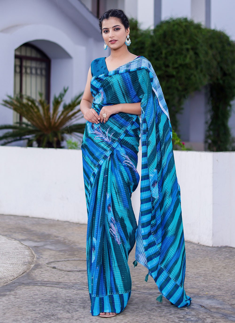 Trendy Digital Print Faux Georgette Saree - S2859