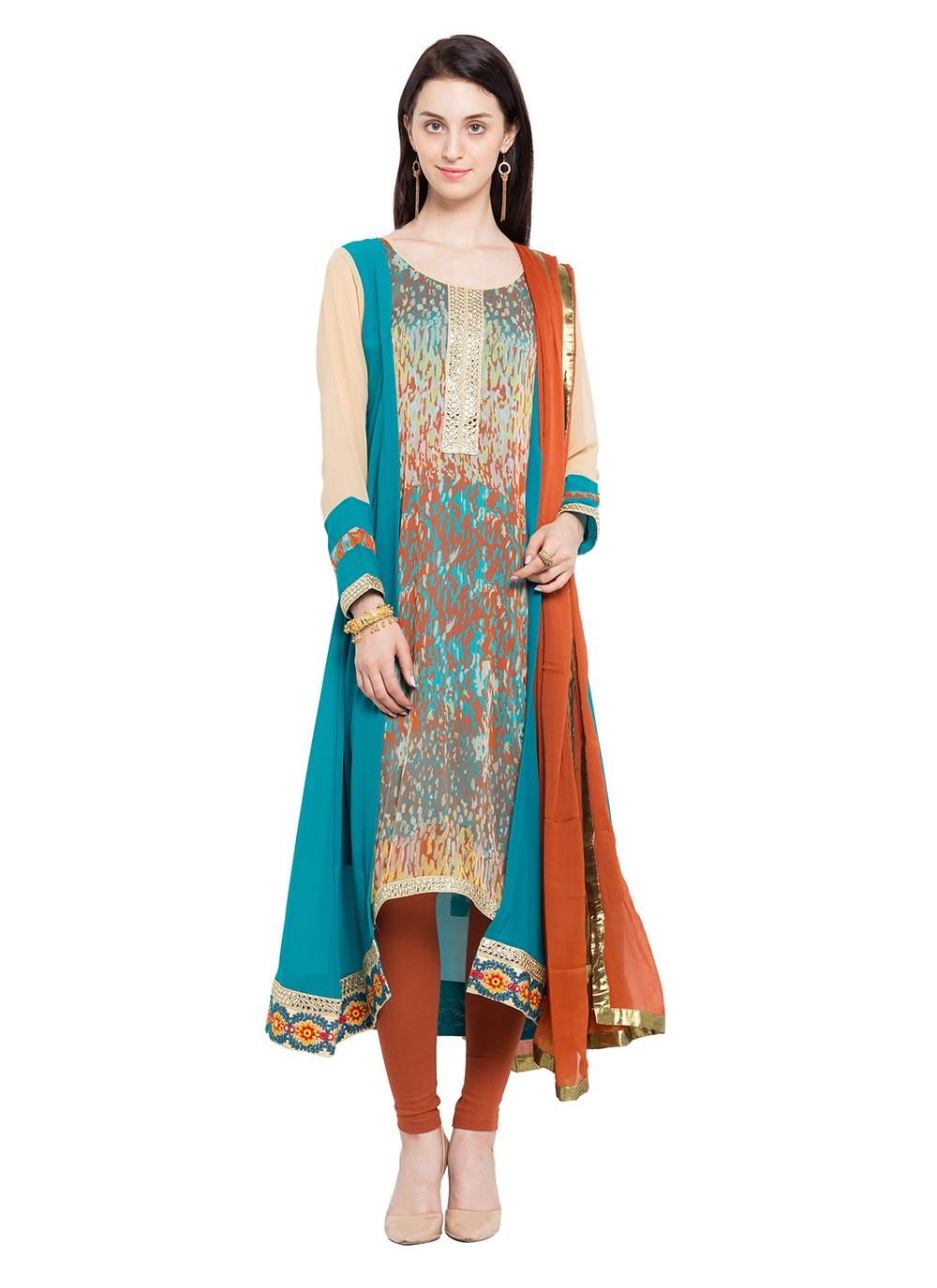 Faux Georgette Churidar Suit - T358