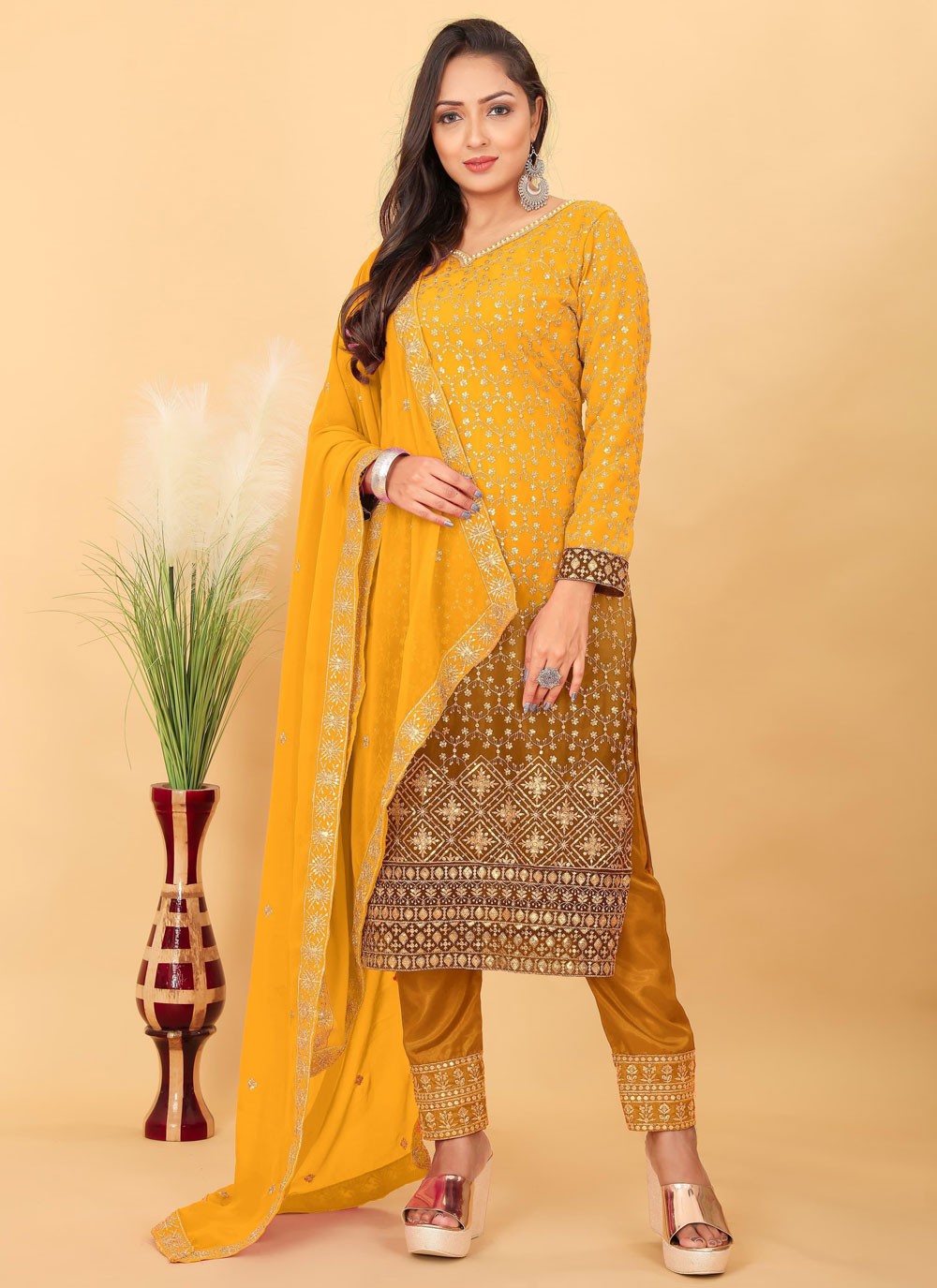 Faux Georgette Salwar Suit - T3696