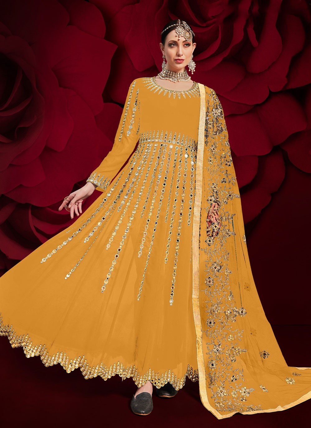 Faux Georgette Floor Length Anarkali - T197