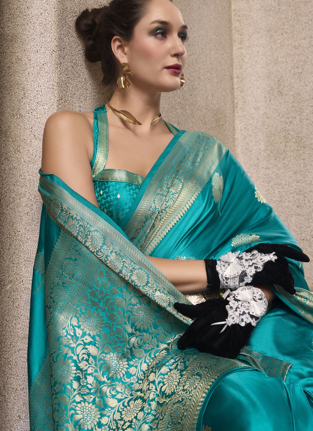 Classic Weaving Zari Satin Silk Saree - S9129