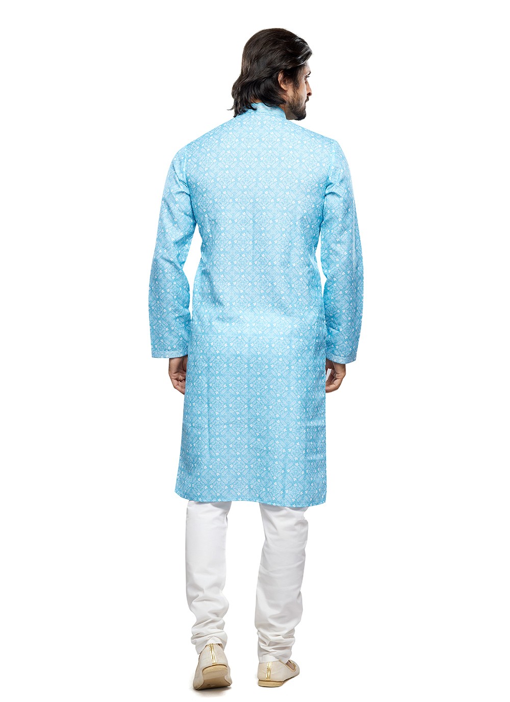 Digital Print Cotton Firozi Kurta Pyjama - M6736