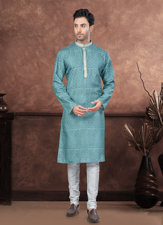 Digital Print Jacquard Firozi Kurta Pyjama - M8689