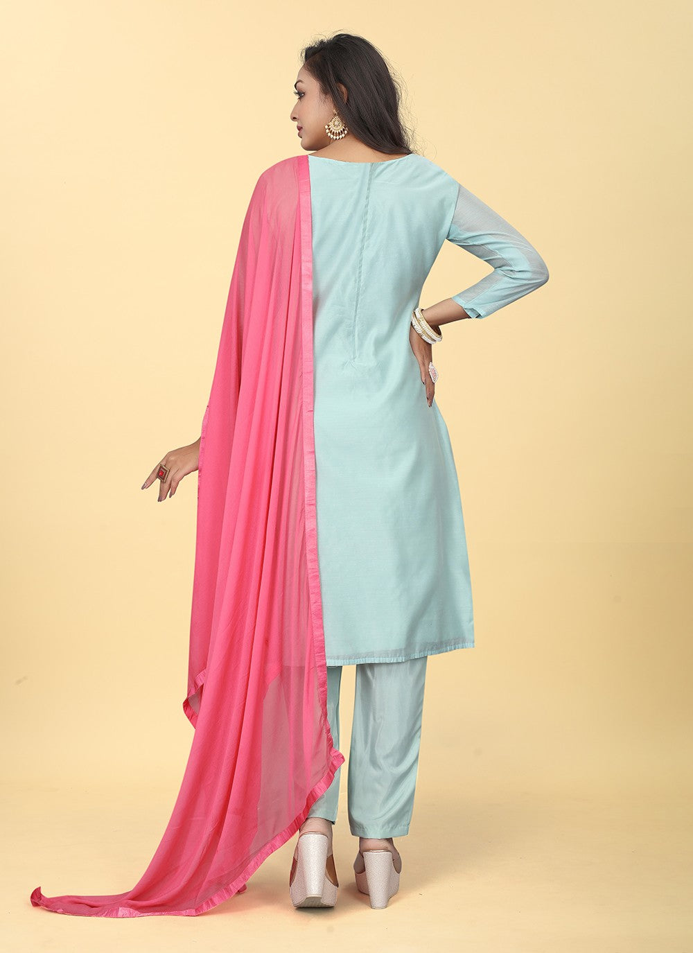 Chanderi Silk Pant Style Suit - T2484