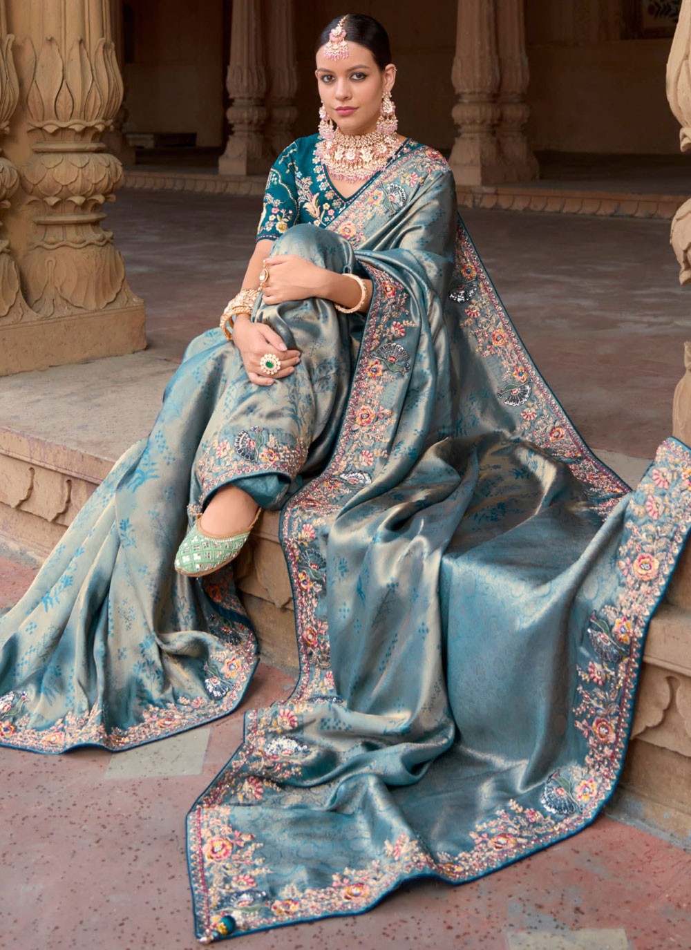 Classic Border Work Organza, Silk Saree - S8699