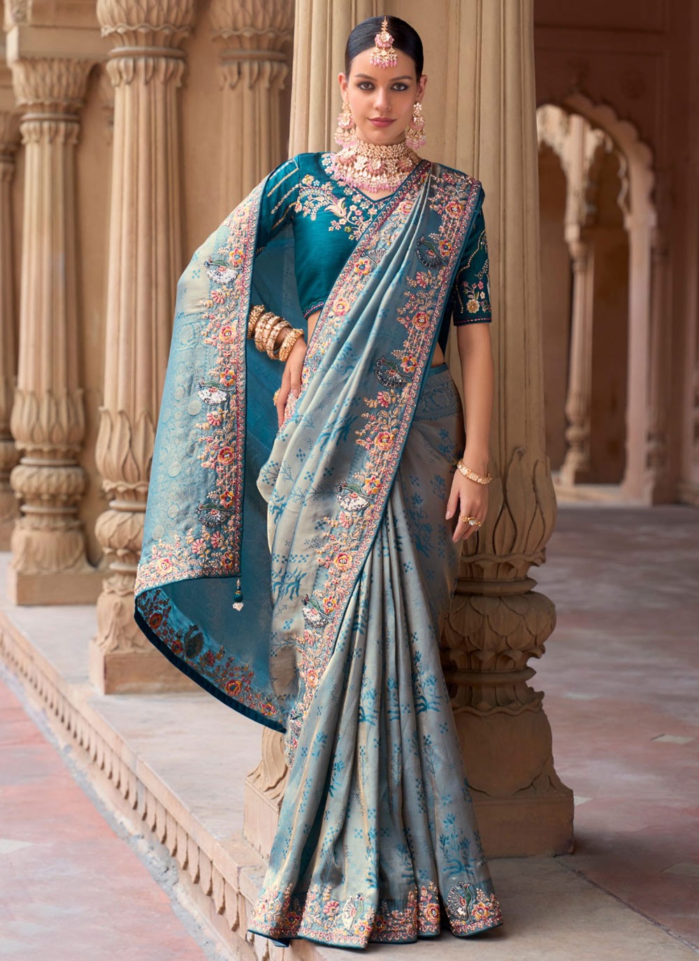 Classic Border Work Organza, Silk Saree - S8699