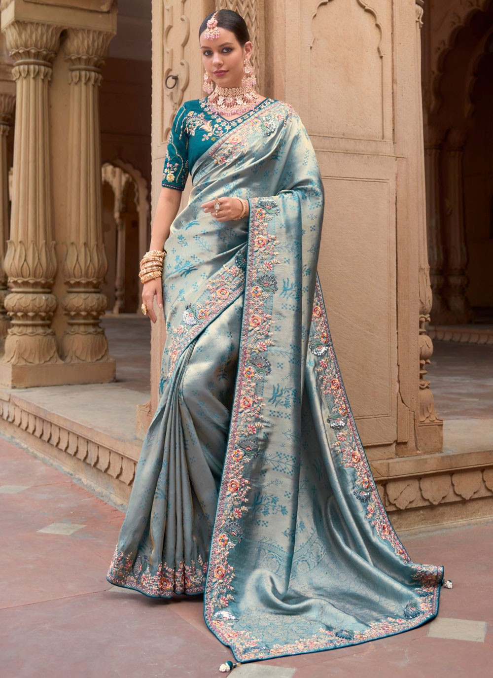 Classic Border Work Organza, Silk Saree - S8699