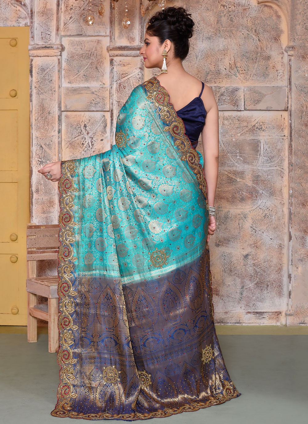 Classic Cut Work Georgette Saree - S7837