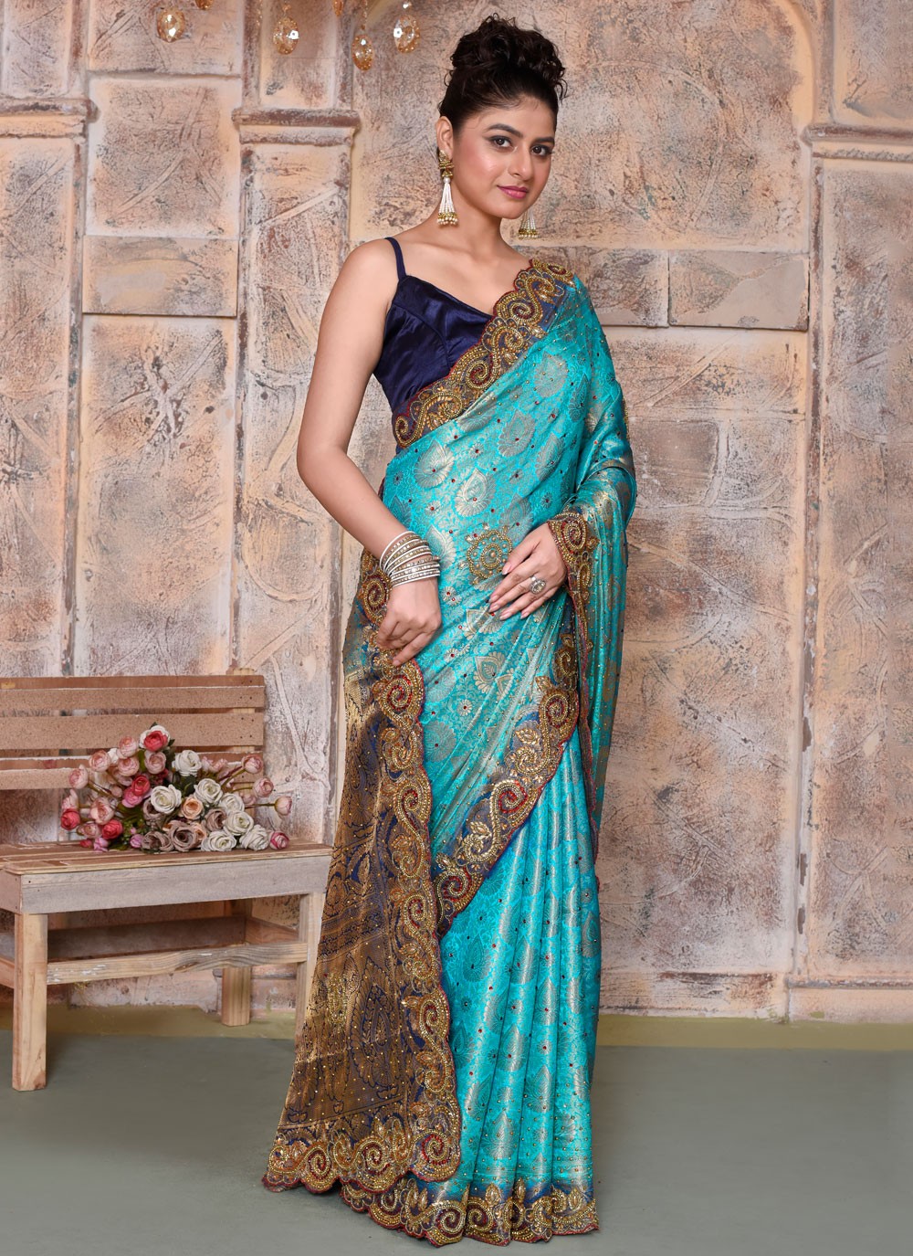 Classic Cut Work Georgette Saree - S7837