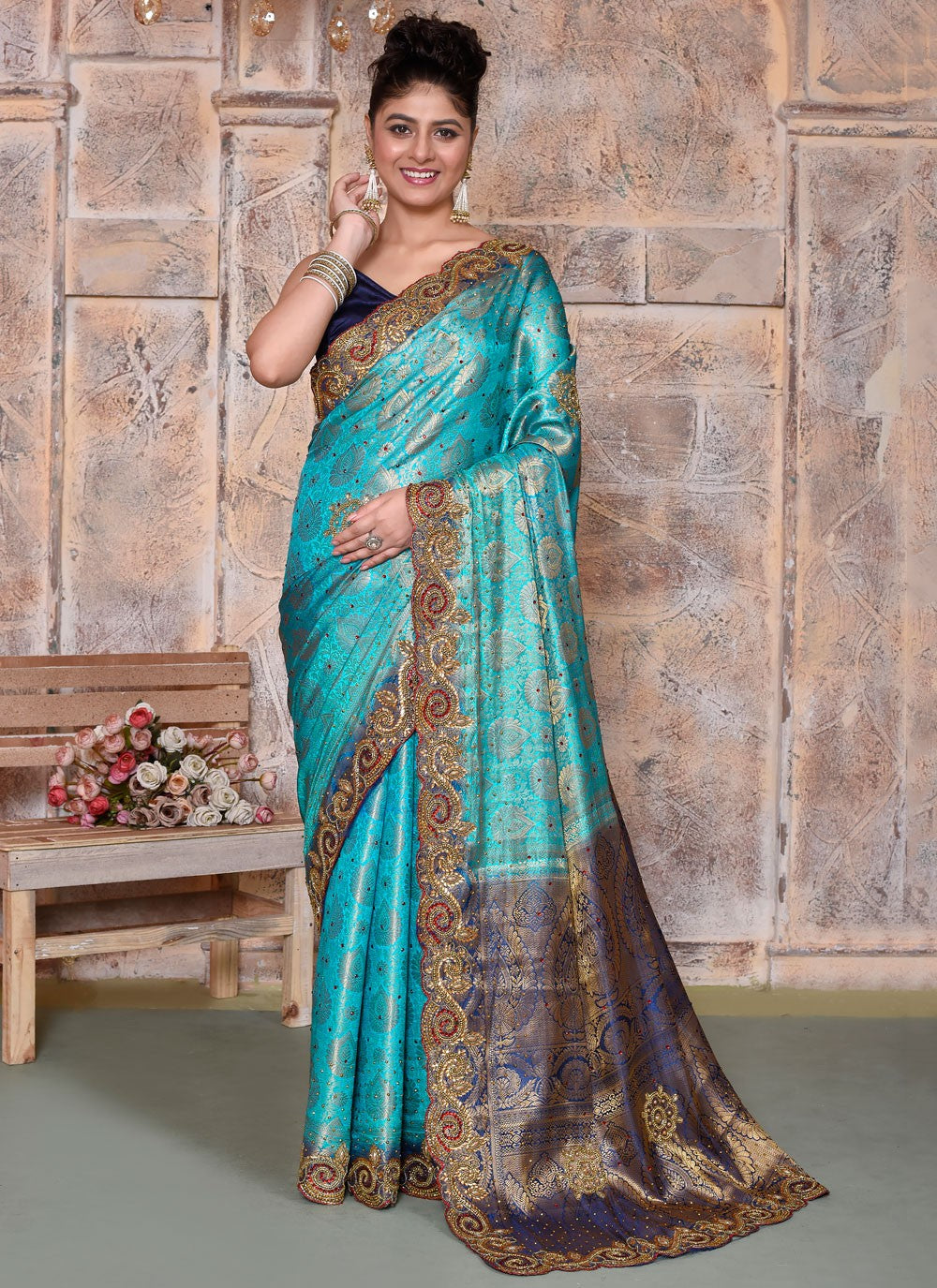 Classic Cut Work Georgette Saree - S7837