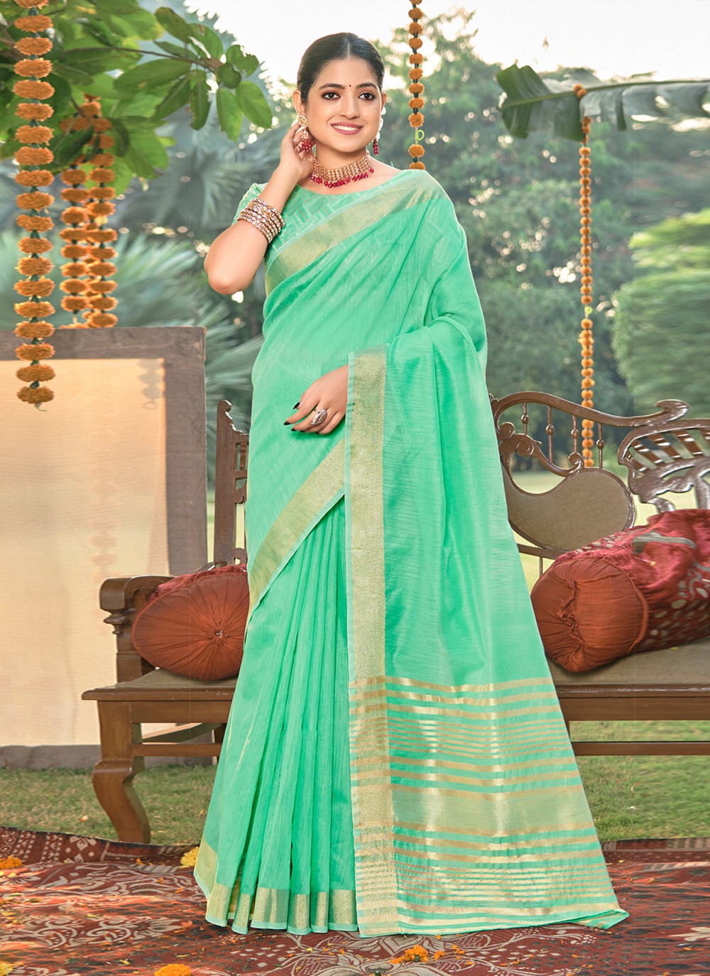 Traditional Weaving Zari Cotton Saree - S4461