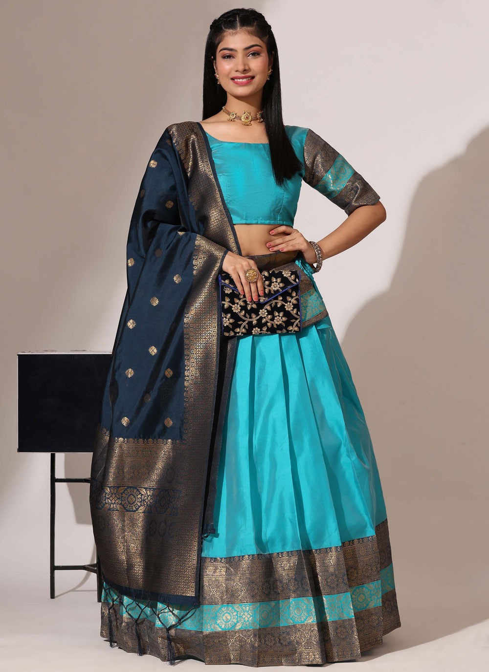 Woven Silk A - Line Lehenga - L2509