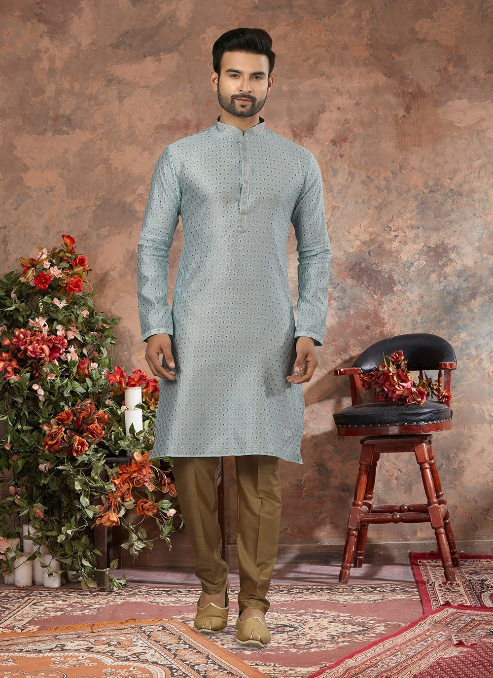 Thread Jacquard Firozi Kurta Pyjama - M3035