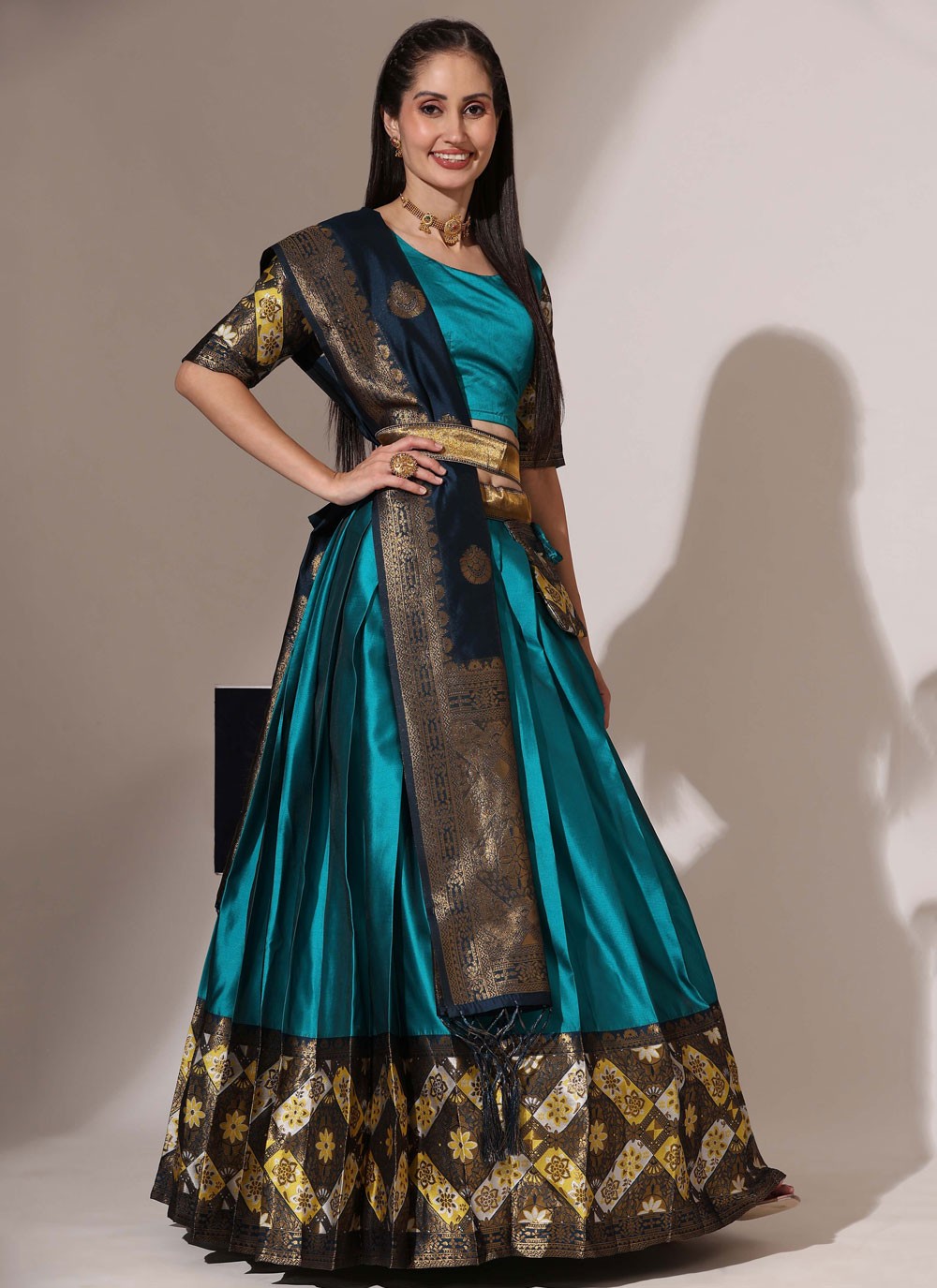 Woven Silk A - Line Lehenga - L2482