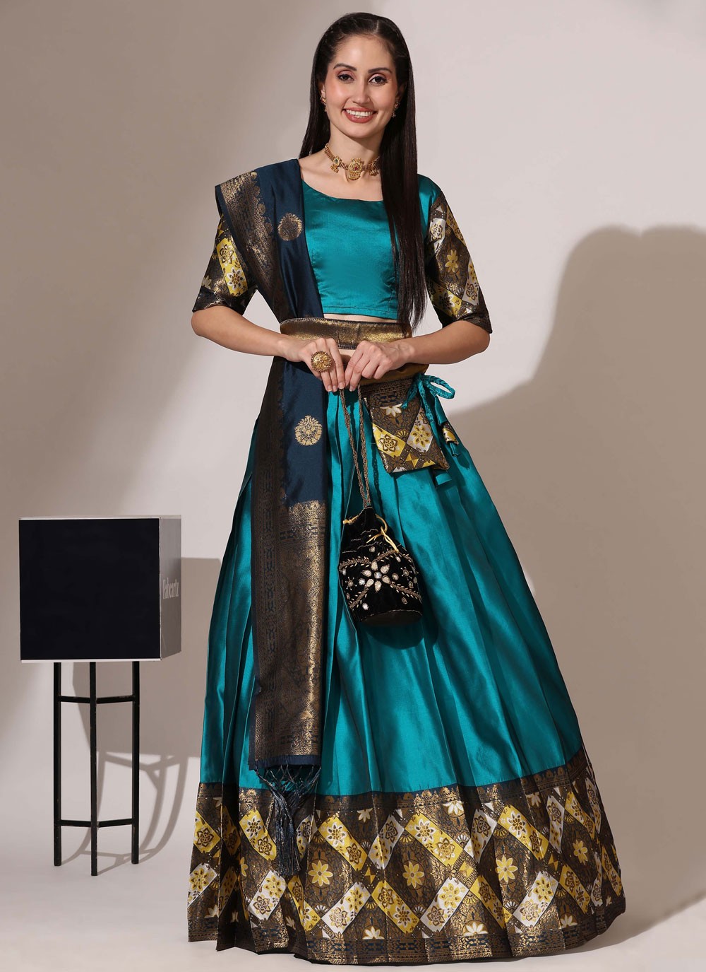 Woven Silk A - Line Lehenga - L2482