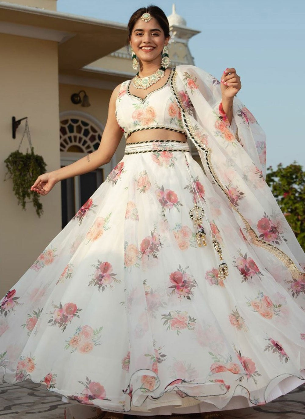 Digital Print Organza A - Line Lehenga - L2272