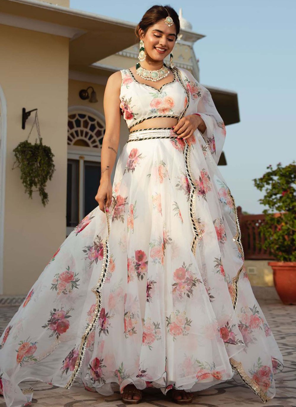 Digital Print Organza A - Line Lehenga - L2272