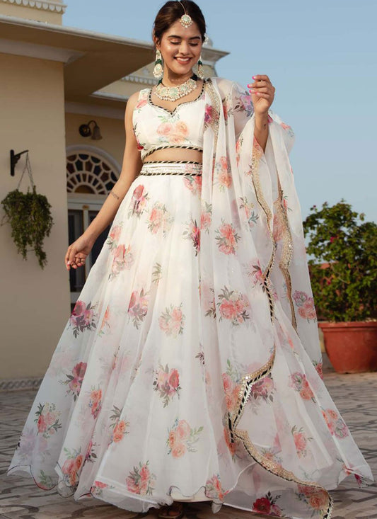 Digital Print Organza A - Line Lehenga - L2272