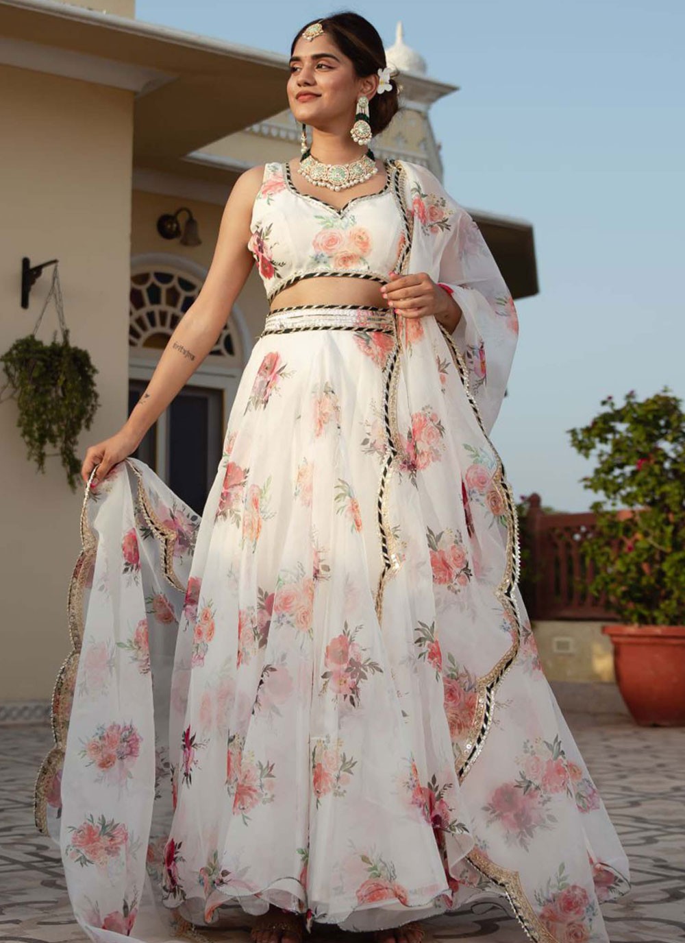 Digital Print Organza A - Line Lehenga - L2272