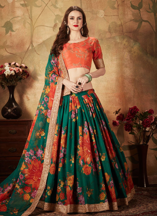 Floral Printed Organza A - Line Lehenga - L0085