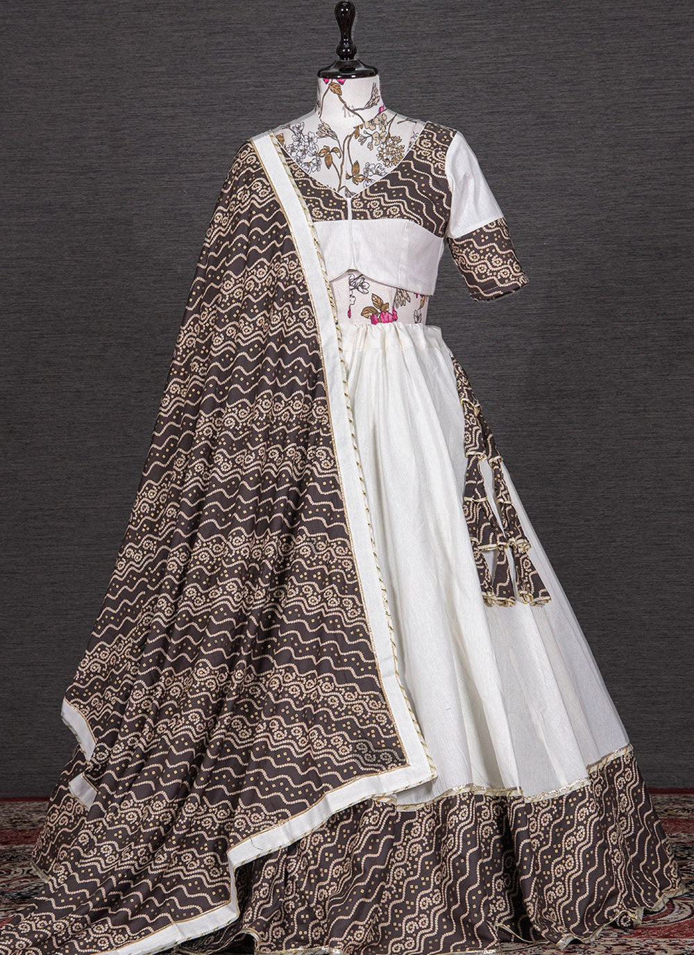 Foliage Prints Cotton A - Line Lehenga - L1248