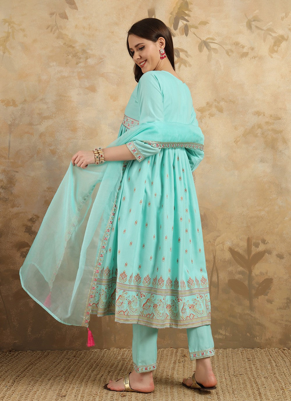 Chanderi , Viscose Pant Style Suit - T3424