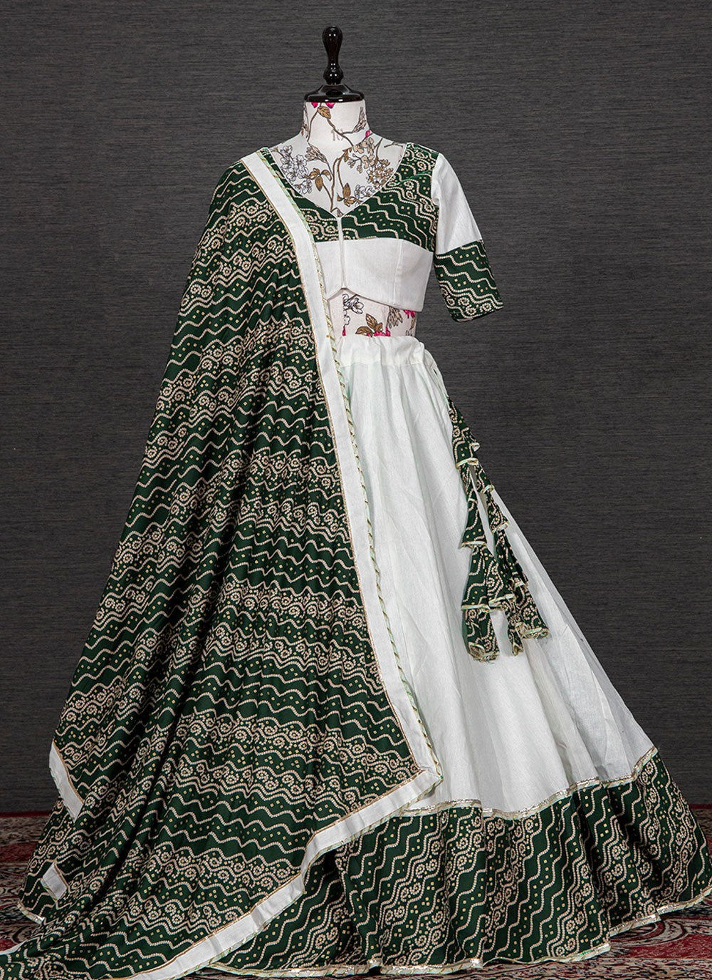 Foliage Prints Cotton A - Line Lehenga - L1248