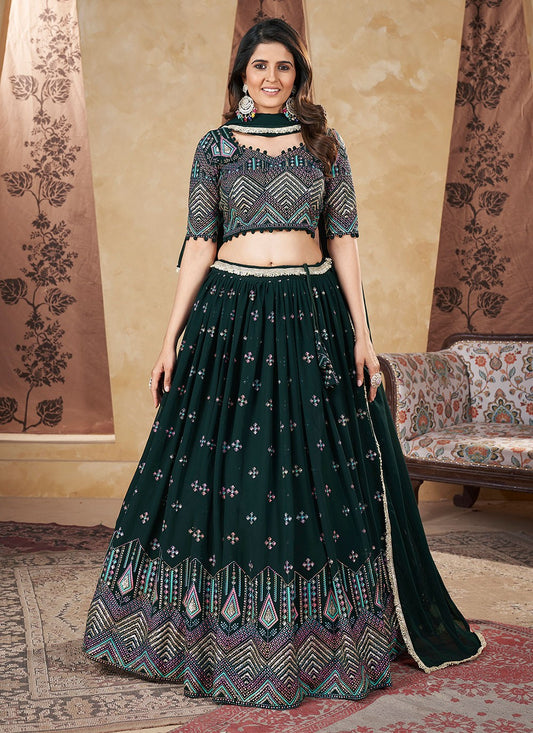 Foliage Prints Georgette A - Line Lehenga - L1668