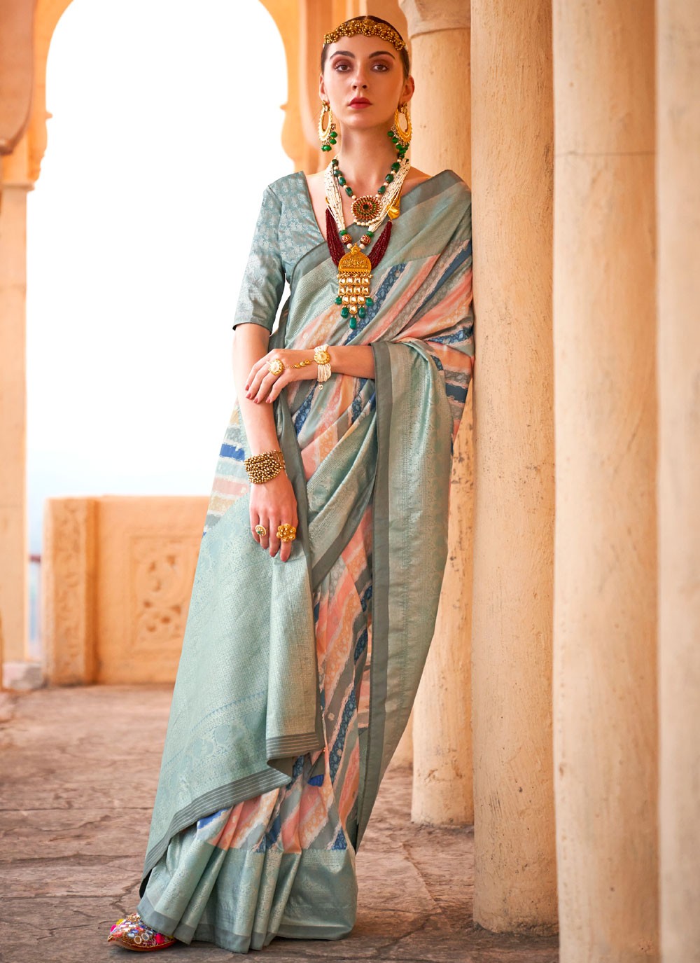 Classic Foliage Prints Viscose Saree - S8919