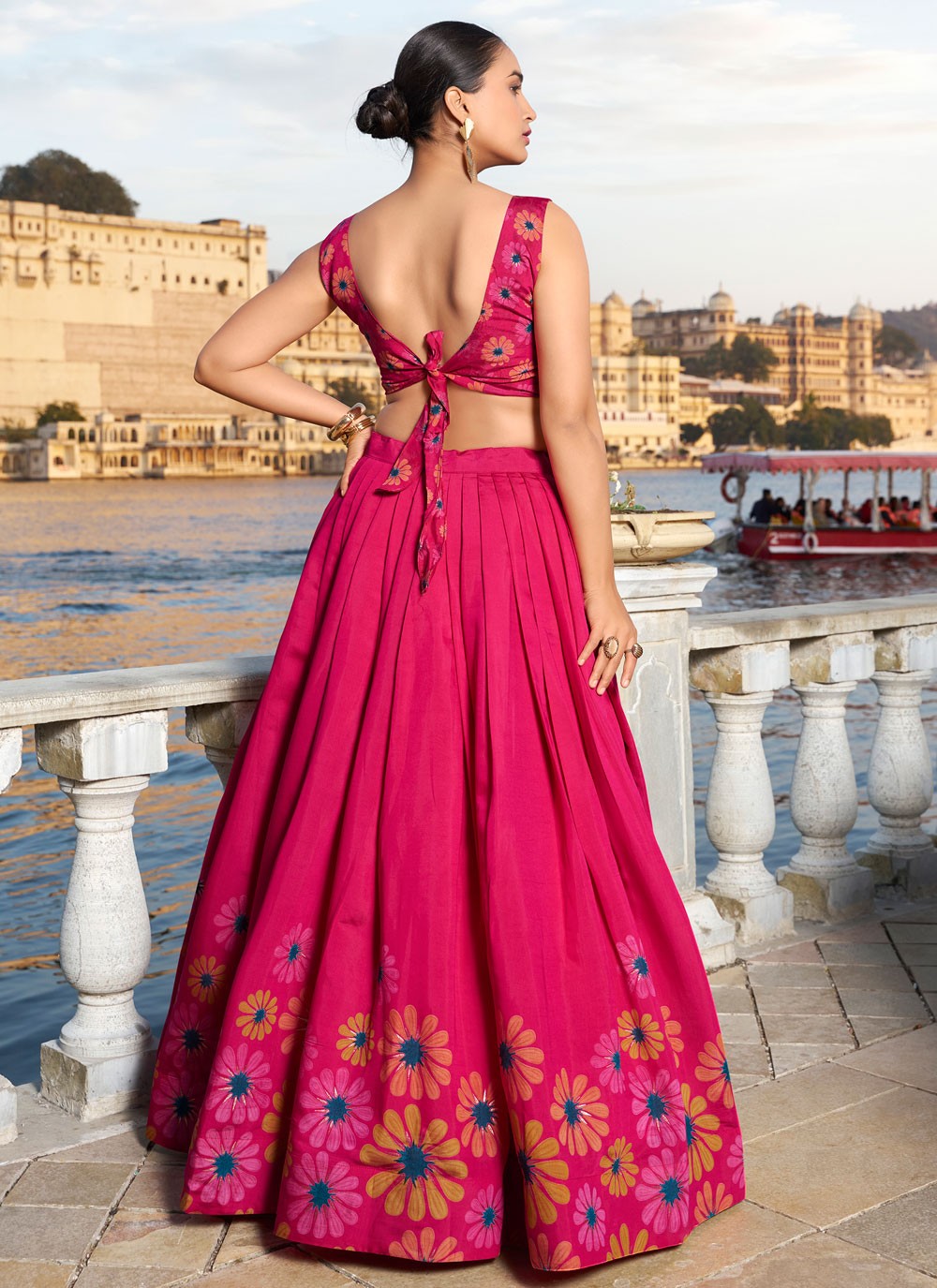 Foliage Prints Tussar Silk Lehenga - L3048