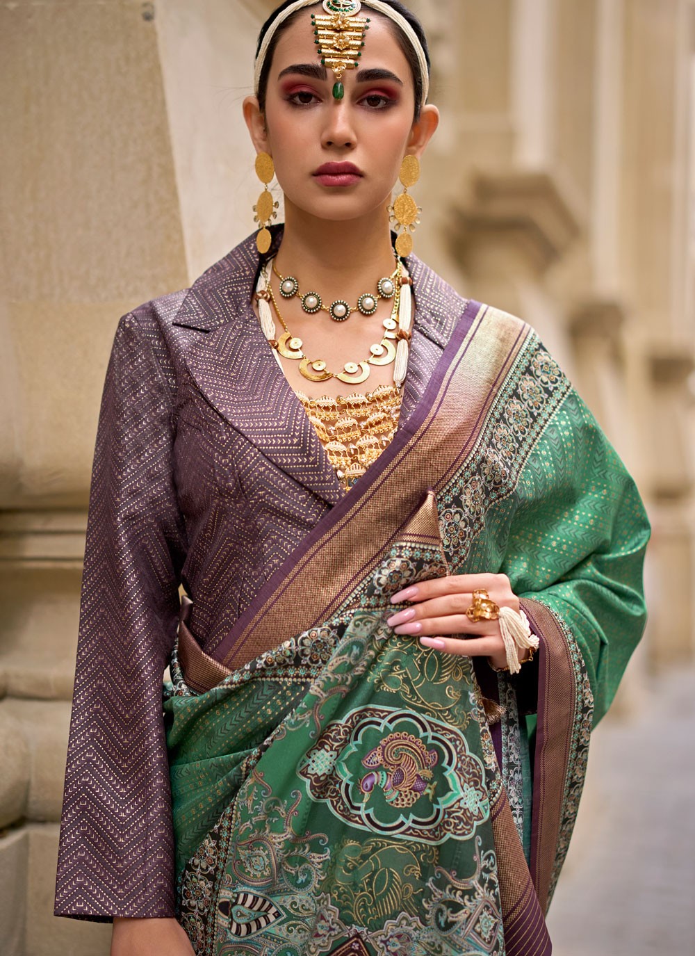 Foliage Prints Silk Saree - S11931