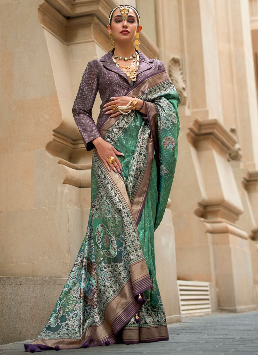 Foliage Prints Silk Saree - S11931