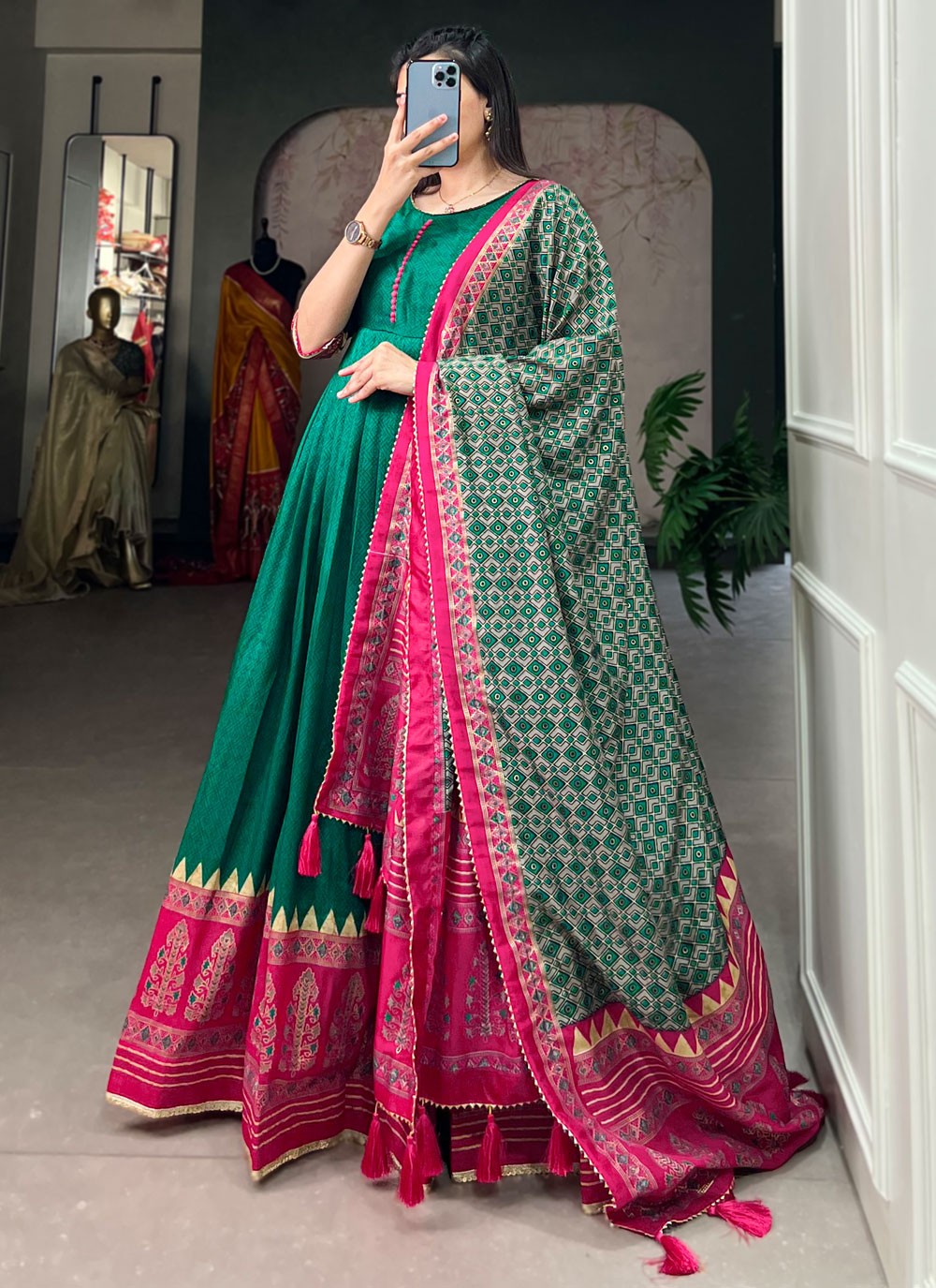 Tussar Silk Gown - G1733